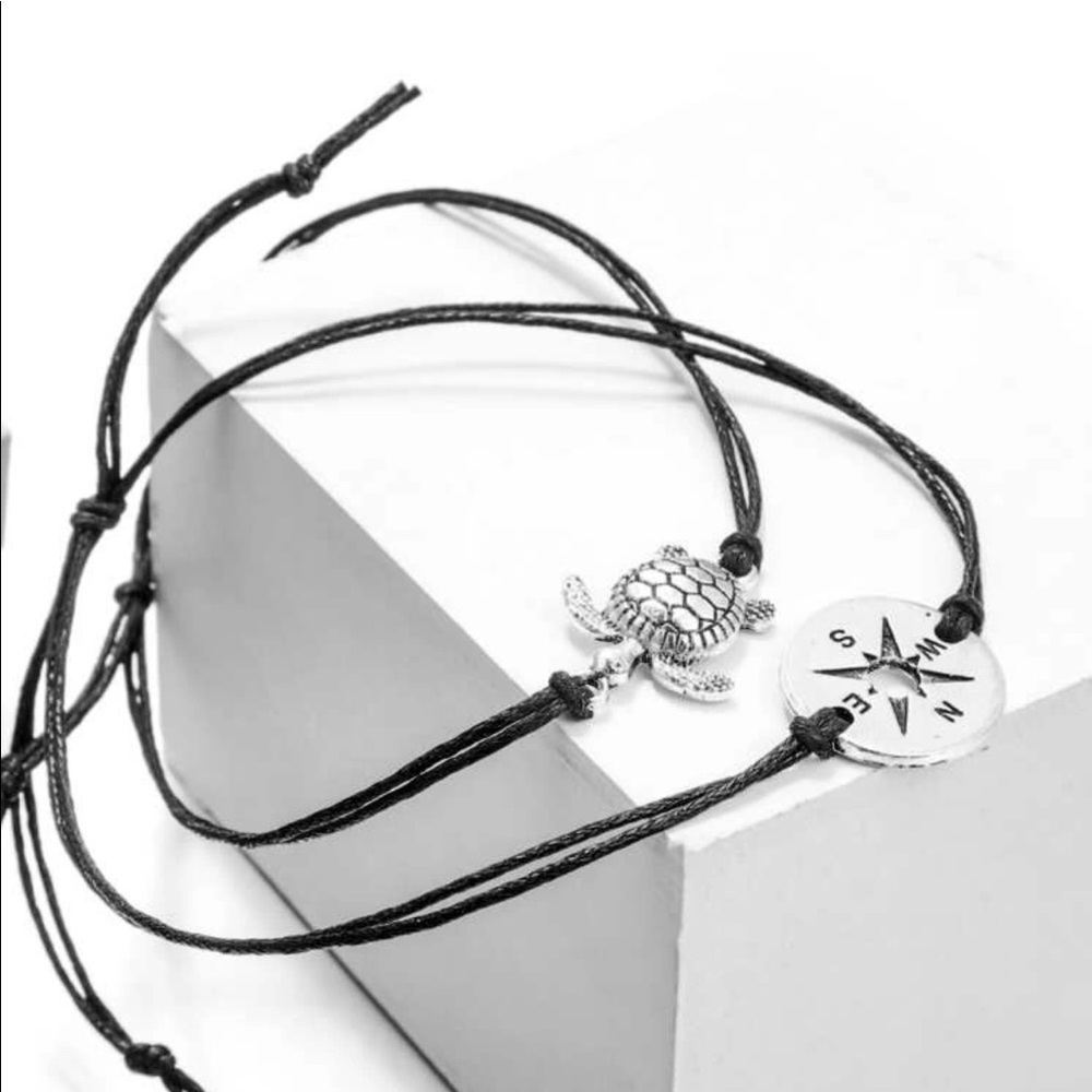Tortoise Decor Anklet Set 2pcs - Picture 3 of 5